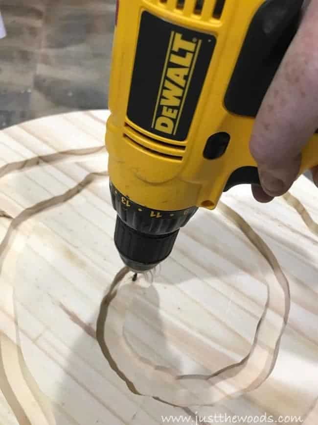 dewalt drill, routed wood, mosaic table, mosiac table