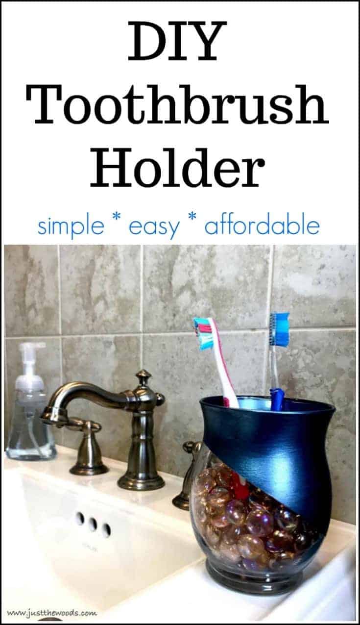 DIY Toothbrush Holder, DIY toothbrush holder, metallic paint, glass jar, mosaic gems,