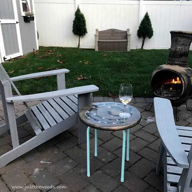 mosaic table, gem stones, led lights