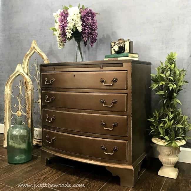 vintage painted furniture, metallic painted furniture, bronze dresser