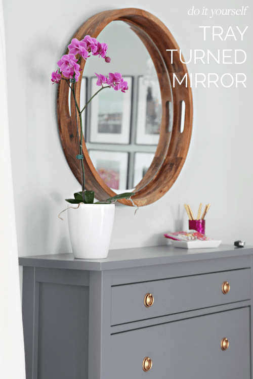 diy mirror, tray turned mirror