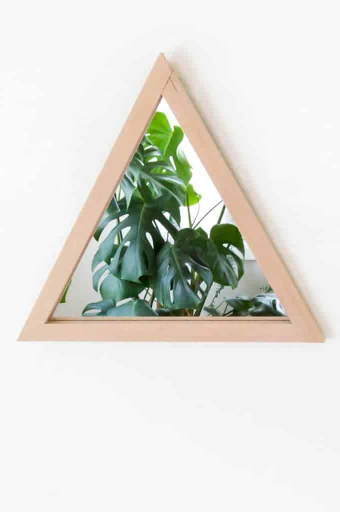 triangle mirror, wood frame mirror, diy mirror