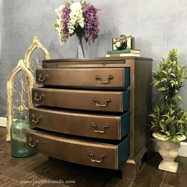 how to glaze furniture, metallic glaze, painted furniture, bronze painted dresser, painted furniture