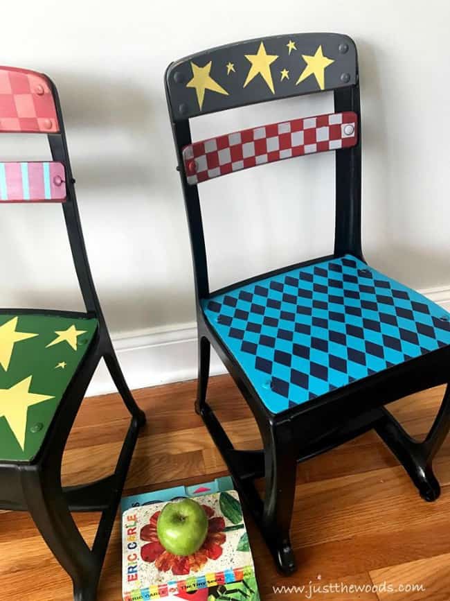 funky painted chairs, whimsical chairs, painted furniture