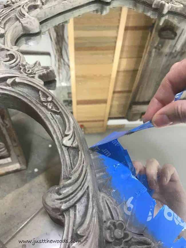 remove painters tape, how to paint a mirror frame, ornate frame, vintage frame