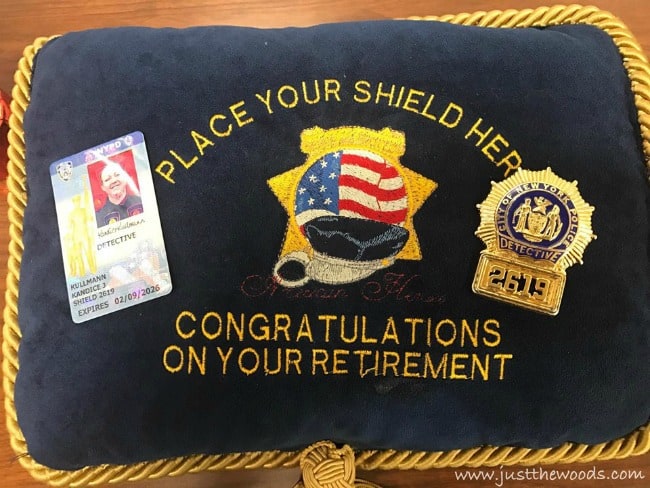 nypd retirement pillow, detective shield