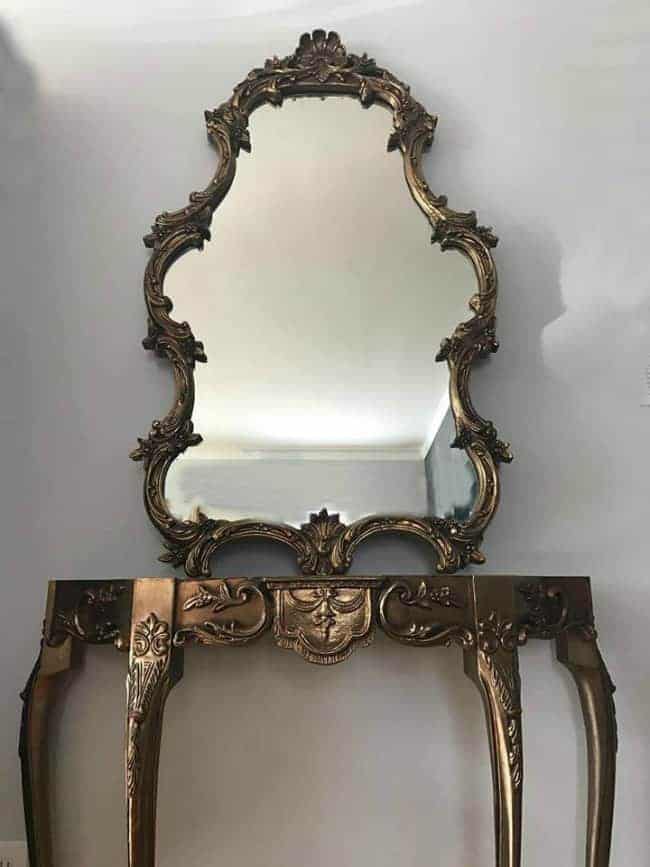 rococo style mirror, ornate mirror, how to paint a mirror, vintage mirror