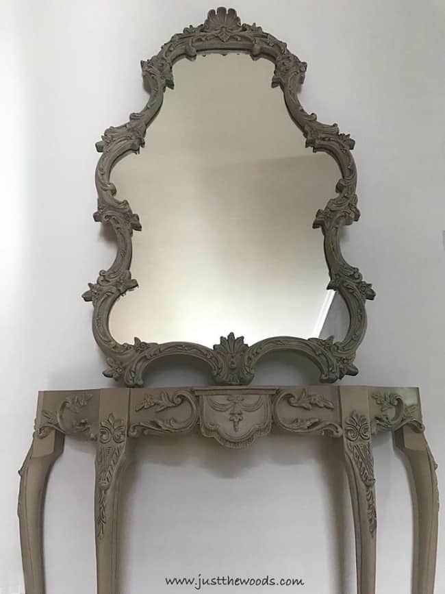 how to paint a mirror, wet distress mirror frame, painted mirror, ornate painted furniture