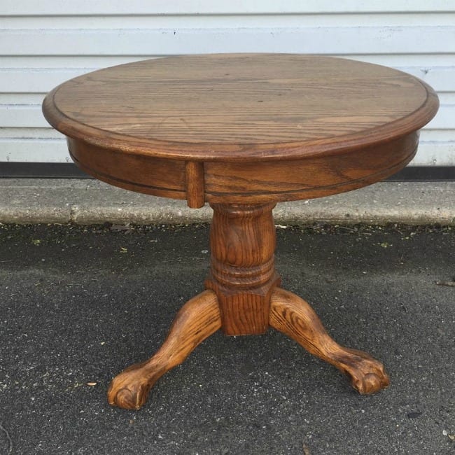 vintage table, oak table, pedestal table. claw foot table