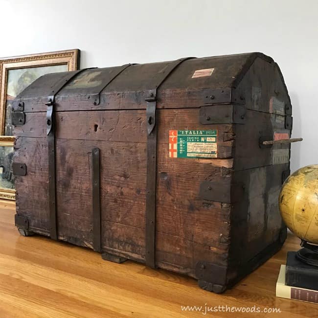 19th Century Antique Wooden Cabin Steamer Trunk