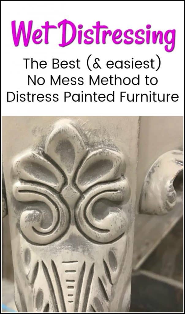 wet distressing, The Best No Mess Method to Distress Painted Furniture by Just the Woods