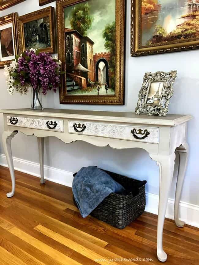 long painted table, painted sofa table, painted console table, painted french provincial furniture