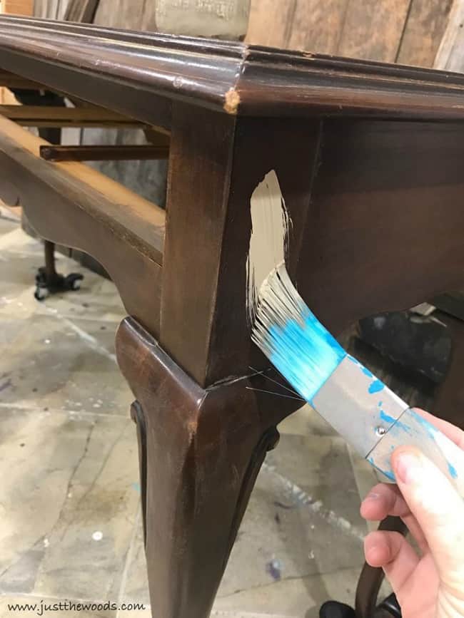 painting a wood table, painted sofa table, how to paint a table with chalk paint