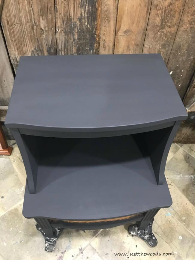 charcoal gray painted table, graphite chalk paint, gray painted table