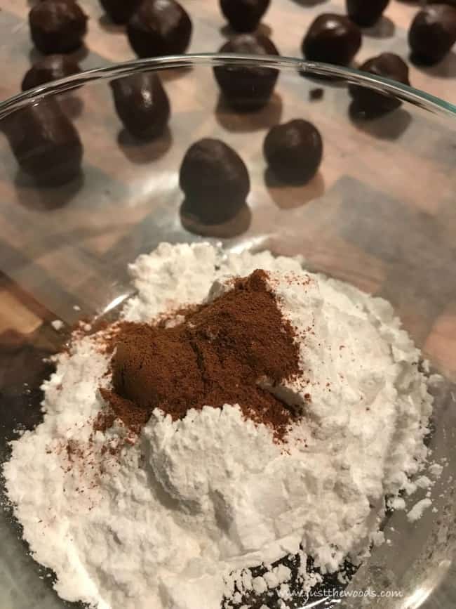 chocolate rum balls, powdered sugar mix, chocolate balls recipe