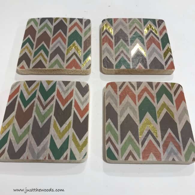 how to make coasters, wood coasters, diy coasters, decoupage tissue