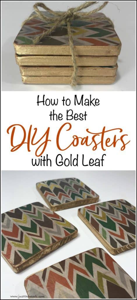 How to Make the Best DIY Coasters with Gold Leaf. Create a unique gift with decoupaged wood coasters and gold leaf trim for the best DIY coasters to gift (or keep) | DIY coasters | handmade coasters | how to make coasters | wood coasters | decoupage coasters | homemade coasters |