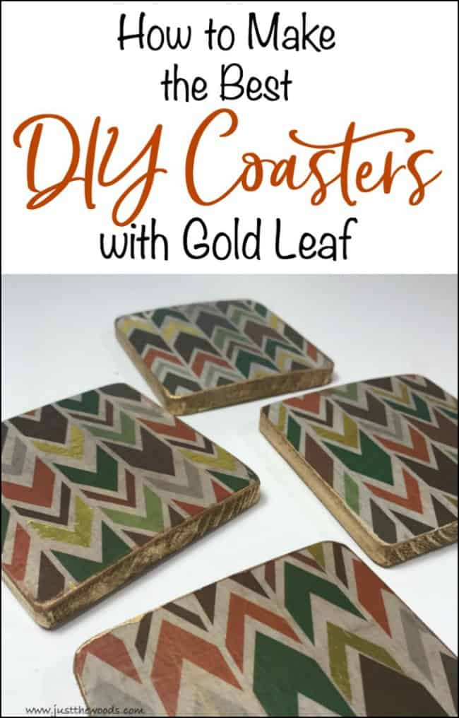 How to Make the Best DIY Coasters with Gold Leaf. Create a unique gift with decoupaged wood coasters and gold leaf trim for the best DIY coasters to gift (or keep) | DIY coasters | handmade coasters | how to make coasters | wood coasters | decoupage coasters | homemade coasters |