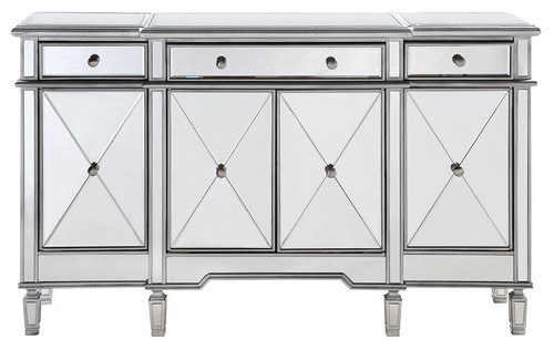 mirrored furniture, mirrored buffet, glam sideboard