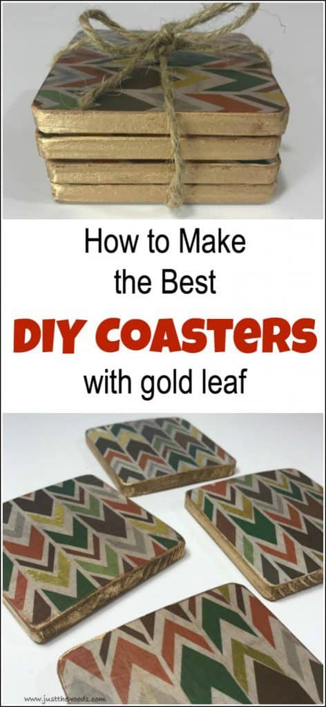 How to Make the Best DIY Coasters with Gold Leaf. Create a unique gift with decoupaged wood coasters and gold leaf trim for the best DIY coasters to gift (or keep) | DIY coasters | handmade coasters | how to make coasters | wood coasters | decoupage coasters | homemade coasters |