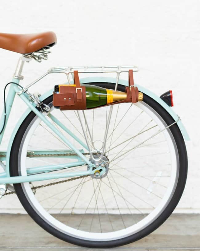 leather wine case, diy wine carrier, carry wine on bike, wine lovers