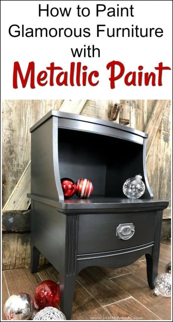 How to Paint Glamorous Furniture with Metallic Paint. Vintage table painted furniture makeover using silver metallic furniture paint. | painted table | painted furniture ideas | metallic paint for furniture | metallic painted furniture | how to paint metallic furniture | silver metallic painted furniture | vintage furniture painted | chalk painted furniture | painted metallic furniture | silver metallic paint | how to paint metallic furniture |