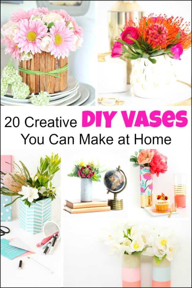 20 Creative DIY Vases for Decorating your Home on a budget. Find new ways to up your DIY vase decor with these flower vase ideas. Whether decorating vases or looking for new DIY vase ideas. | DIY flower vase | flower vase ideas | DIY vases | DIY vase decor | flower vase decoration ideas | decorating vases | homemade flower vase | decorative vases 