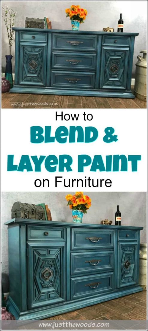 How to Blend & Layer Paint for Amazing Results on your painted furniture projects. Learn the furniture painting technique of blending and layering multiple colors while painting furniture to achieve a gorgeous finish. Layered painting techniques are truly one of a kind. #furniturepaintingtechniques #layeredpaintingtechnique #howtolayerpaintonfurniture #layerpaint #howtoblendchalkpaint #bluepaintedfurniture #bluepaintedfurnitureideas