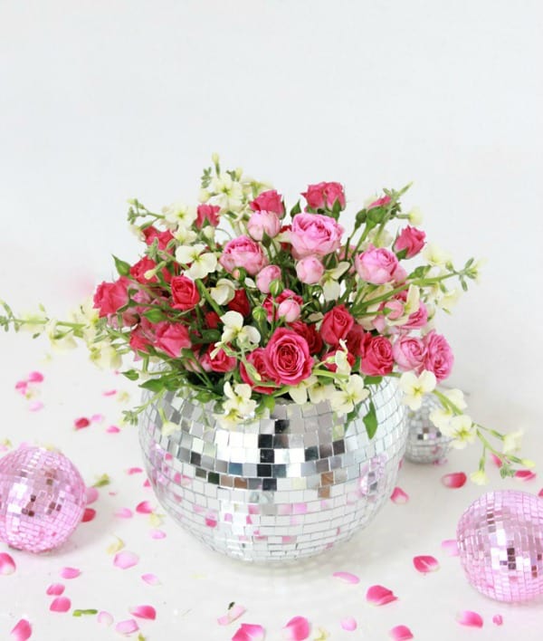 diy vases, disco ball vase, diy vase, diy vase craft, homemade flower vase