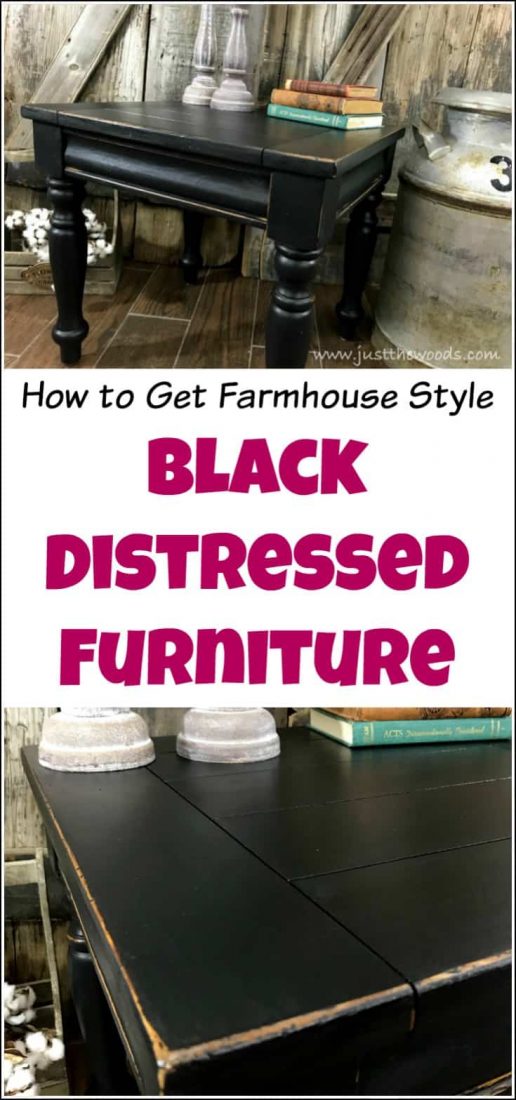 Get farmhouse style black distressed furniture with black chalk type paint and black sealer. Distressed black painted furniture is the perfect black finish for any home style. | black distressed | black painted furniture | distressed black | farmhouse | painted furniture | farmhouse black | distressed black furniture | black chalk painted furniture |