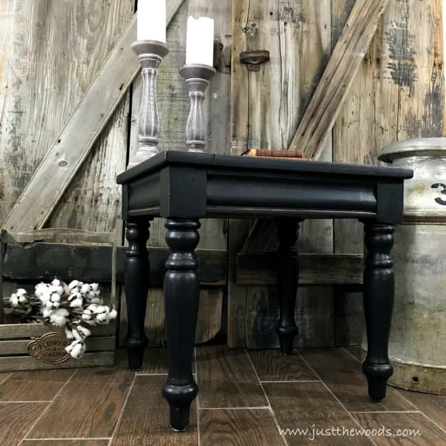 round farmhouse table legs, painted black furniture, black distressed furniture