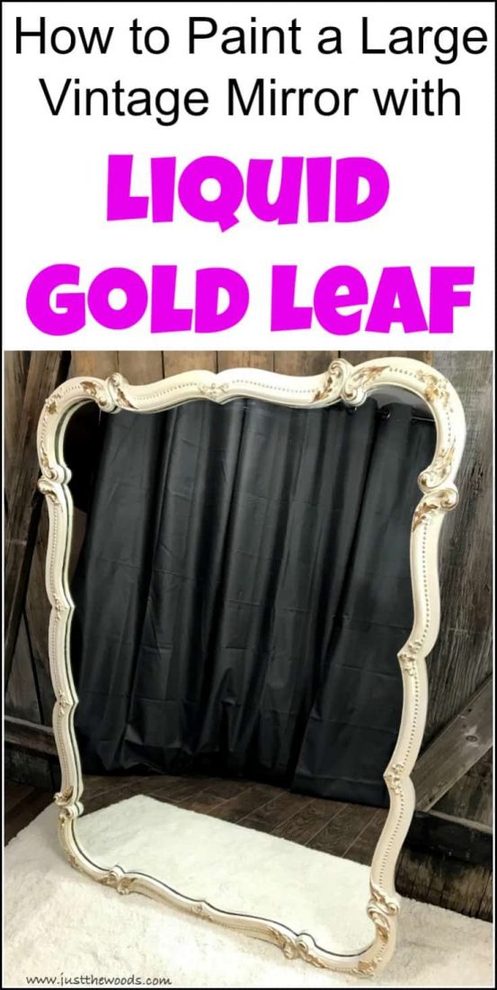 Looking for the best liquid gold leaf? Look no more. This liquid leaf is easy to use and creates a gold metallic luster to your project for an elegant touch. See how to apply gold leaf with a short video and find where to buy gold leaf paint. | liquid gold paint | gold leaf paint | liquid leaf | liquid gold leaf paint | painted furniture | painted mirror | ornate mirror | gold mirror | gold leaf painted mirror