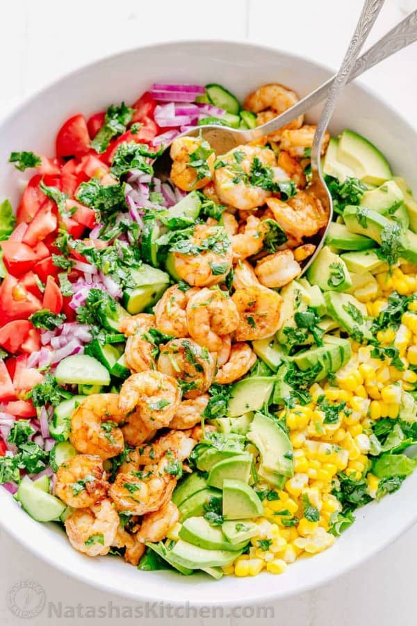 healthy salads, shrimp avocado salad, salad recipes, healthy salad ideas