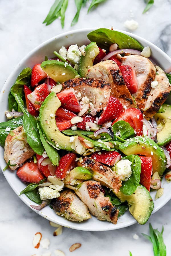 strawberry avocado salad, healthy salads, healthy salad ideas