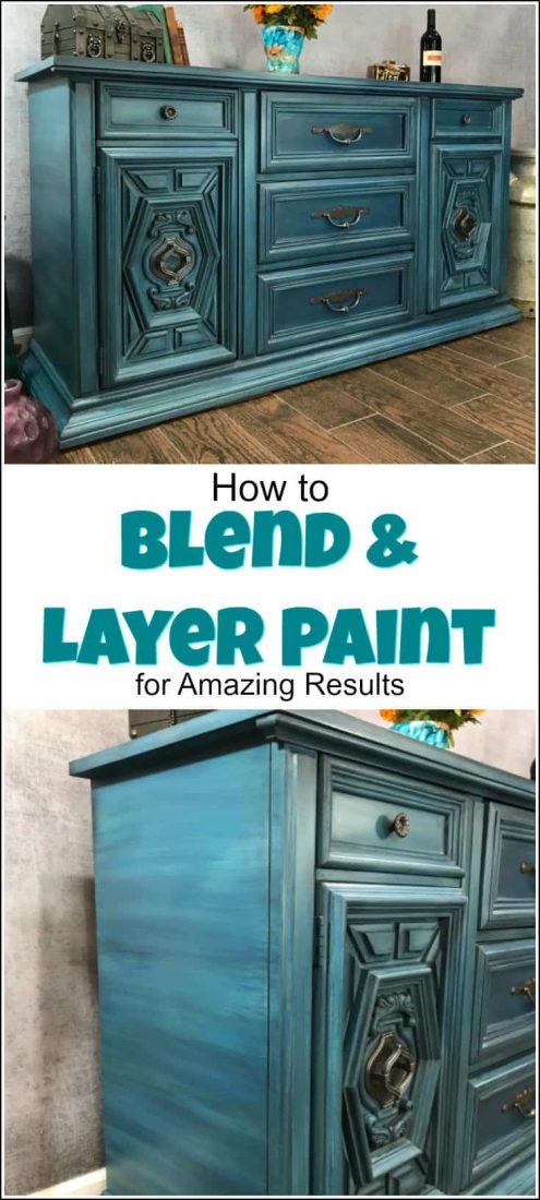 How to Blend & Layer Paint for Amazing Results on your painted furniture projects. Learn the furniture painting technique of blending and layering multiple colors while painting furniture to achieve a gorgeous finish. Layered painting techniques are truly one of a kind. | furniture painting techniques | layered painting technique | how to layer paint on furniture | layer paint | how to blend chalk paint |