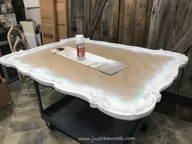 primer for furniture, spray primer, painting ornate mirror