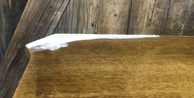 repair damaged veneer, vintage dresser, old dresser, magic mud