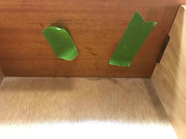 painters tape, tape hardware holes, prevent paint from getting in drawer