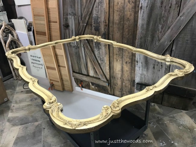 large ornate mirror, liquid gold leaf painted mirror, metallic gold paint
