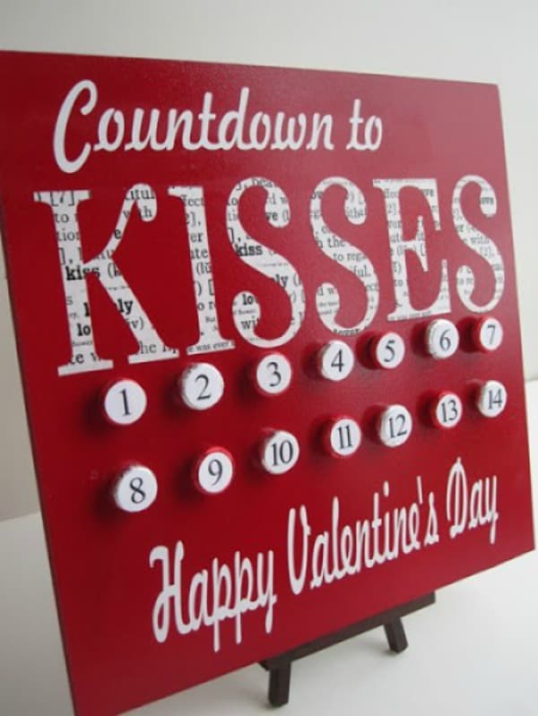 valentine projects idea, valentines day countdown, kiss countdown, valentines day crafts for kids