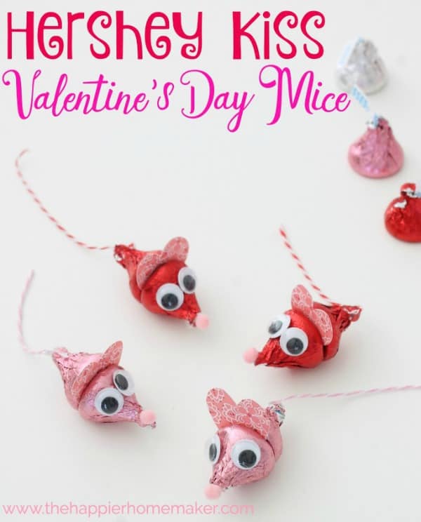 valentines day craft ideas, valentines day hershey kiss mice, 