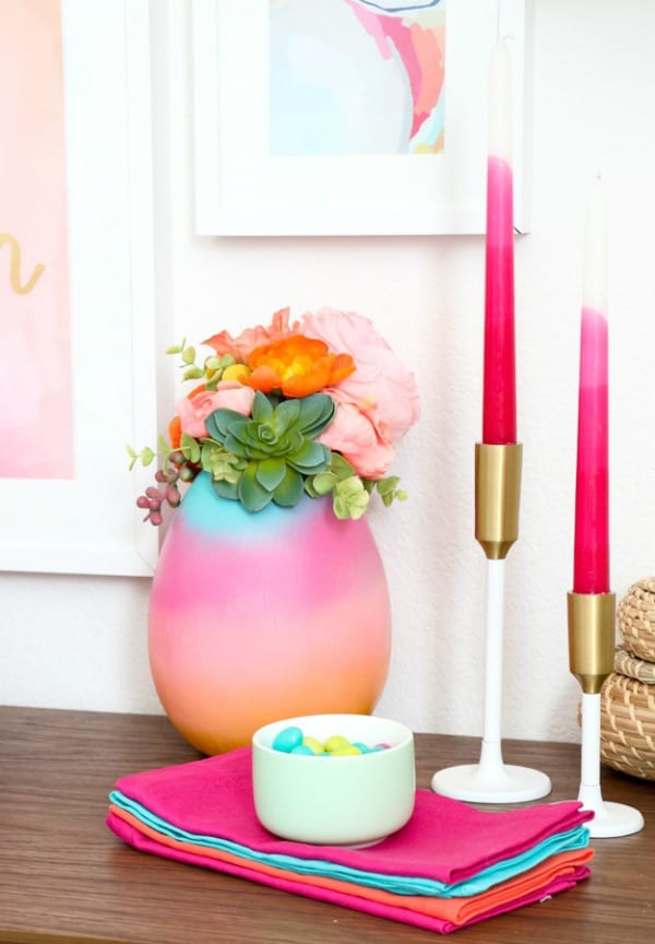 diy decorating projects, diy ombre decor, ombre home decor, colorful diy home decor projects