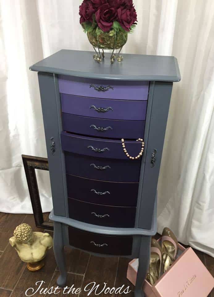 diy home decor projects, ombre painted jewelry armoire, diy home decorating