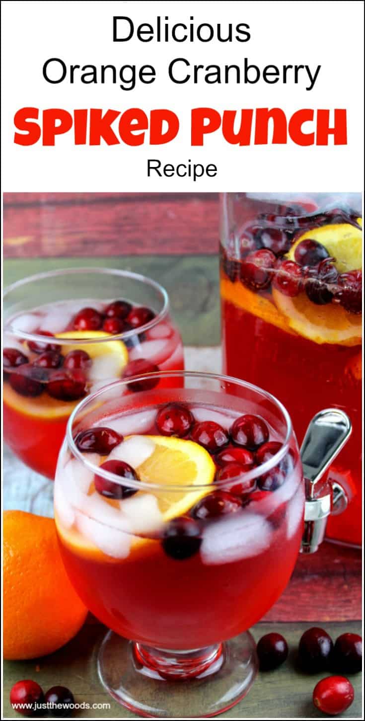 spiked punch, orange punch recipe, cranberry punch, holiday punch, adult punch recipe