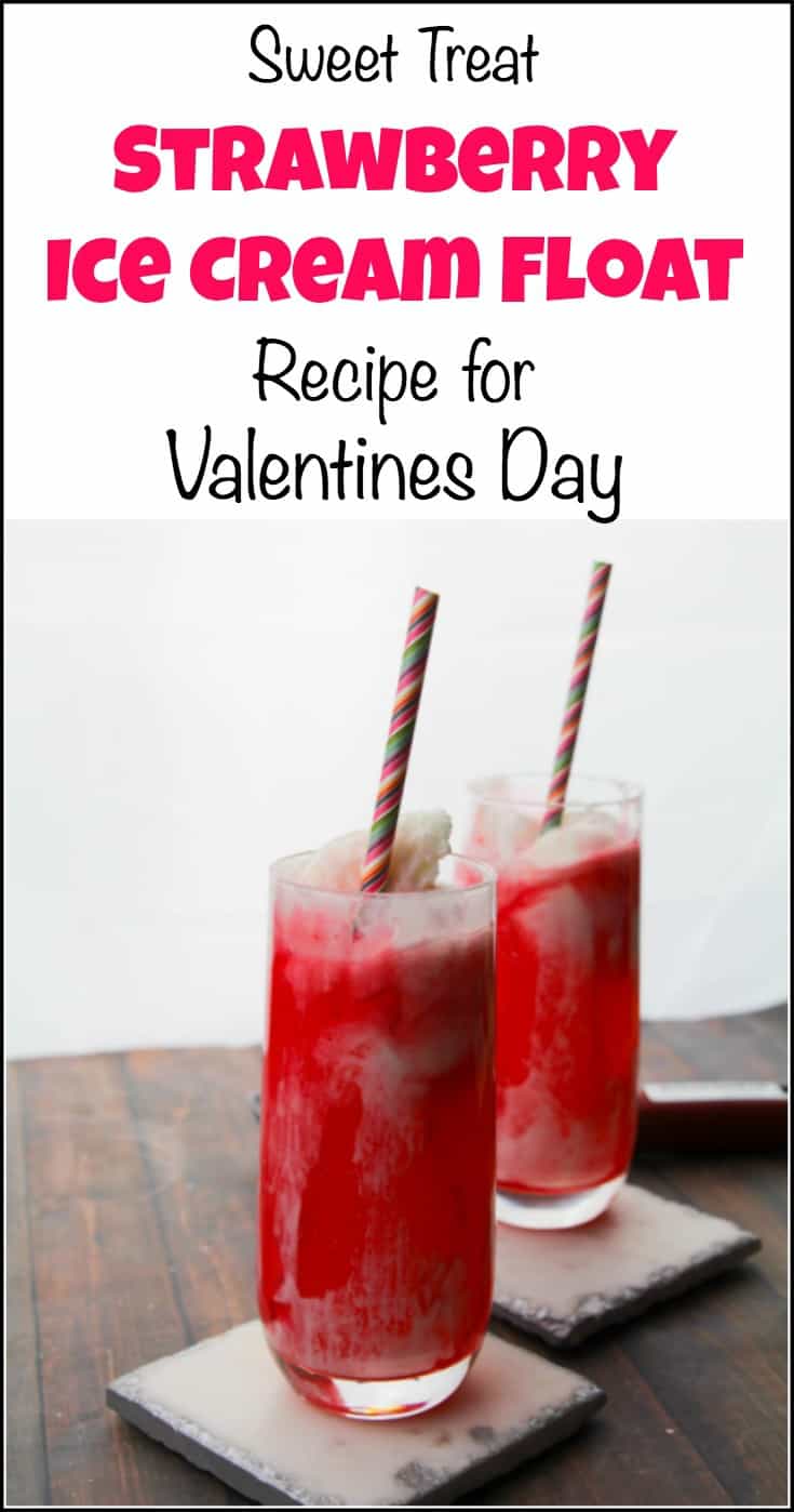 Sweet Treat Strawberry Ice Cream Float for Valentines Day. Enjoy this tasty ice cream float for valentines day or any day. See how to make an ice cream float, it's so easy! Ice cream float ideas, ice cream floats, strawberry ice cream float recipe, vanilla ice cream float, ice cream float ideas, kids drink.
