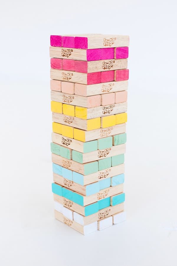 diy jenga, ombre jenga, diy home projects, diy games