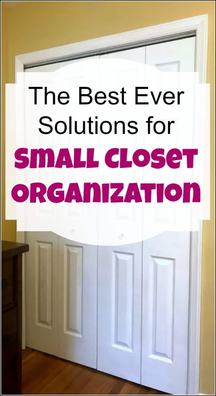 Organizing a small closet can be tricky. Here are my best ever solutions for small closet organization as well as how to organize shoes in a small closet. With a small closet organizer, you can fit more than you think. organize small closet, organizing small closet, how to organize a small closet