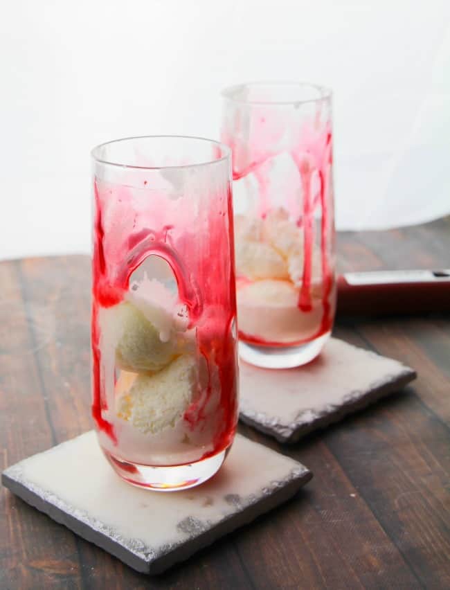ice cream float, strawberry drizzle, ice cream floats