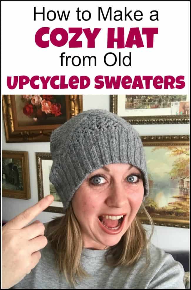 upcycled sweaters, sweater crafts, hat from sweater, make a diy hat from old sweaters