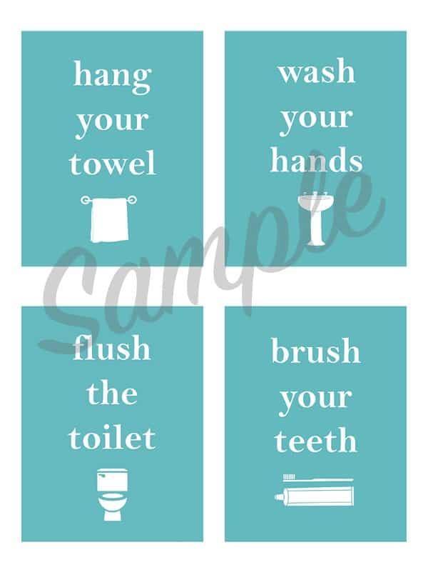 bathroom cleaning, bathroom reminders, bathroom printables, free printables, 